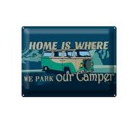 Femer Cartel de chapa 30 x 40 cm Home is where we park our camper Deko Cartel