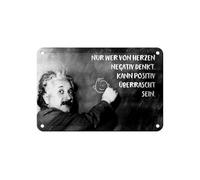 Femer Cartel de chapa con cita 12 x 18 cm Einstein Pizarra Quién piensa negativo puede positivamente Cartel