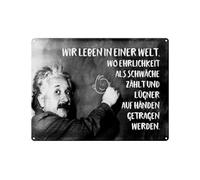 Femer Cartel de chapa con cita 30 x 40 cm Einstein pizarra honestidad debilidad mentiras decoración cartel