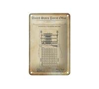 Femer Cartel de chapa con diseño de máquina de cálculo, 12 x 18 cm