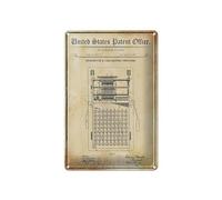 Femer Cartel de chapa con diseño de máquina de cálculo, 20 x 30 cm