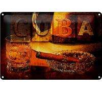 FEMER Cartel de chapa con texto en alemán "Cuba cigarre ron Habana" (30 x 20 cm)