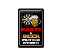 Femer Cartel de chapa con texto en alemán "Darts and Beer what else is there" (20 x 30 cm)