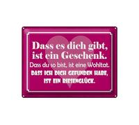 Femer Cartel de chapa con texto en alemán "Das es dich gibt ist ein Geschenk Herz Deko Schild