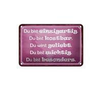 Femer Cartel de chapa con texto en alemán "Du bist einzigartig kostbar wichtig"