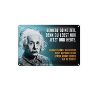 Femer Cartel de chapa con texto en alemán "Du lebst nur jetzt und Heute" (20 x 30 cm), color azul