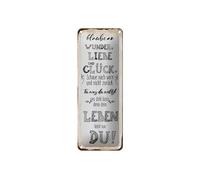Femer Cartel de chapa con texto en alemán "Glaube an Wunder, Liebe und Glück", 27 x 10 cm