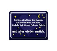 Femer Cartel de chapa con texto en alemán "Ich liebe dich bis zu den Sternen Deko Schild