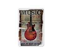 Femer Cartel de chapa con texto en alemán "Keep my heart beating" (12 x 18 cm), diseño de guitarra