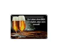 Femer Cartel de chapa con texto en alemán "Leben ohne Bier möglich nicht sinnvoll Deko Schild