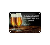 Femer Cartel de chapa con texto en alemán "Leben ohne Bier möglich nicht sinnvoll Deko Schild