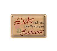 Femer Cartel de chapa con texto en alemán "Liebe macht aus jeder Wohnung ein Zuhause Deko