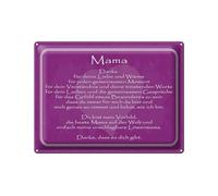 Femer Cartel de chapa con texto en alemán "Mama danke dass es Dich gibt es" 30x40 cm Lila Deko Schild