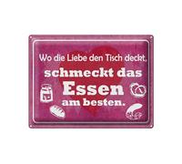 Femer Cartel de chapa con texto en alemán "Wo die Liebe den Tisch deck" (30 x 40 cm)
