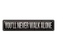 Femer Cartel de chapa con texto en alemán "You'll never walk alone", 46 x 10 cm