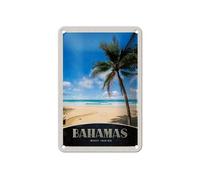FEMER Cartel de chapa de viaje 12 x 18 cm Bahamas West India Playa Palmera