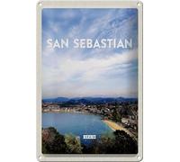 Femer Cartel de chapa de viaje, 20 x 30 cm, diseño de San Sebastian Spain, mar, vacaciones, sol