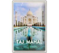 FEMER Cartel de chapa de viaje, 20 x 30 cm, India, jardín delantero Taj Mahal