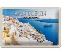 Femer Cartel de chapa de viaje, 30 x 20 cm, Santorini, Grecia, Fira Capital