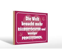 Femer Cartel de madera, 20 x 30 cm, más ladrones, menos princesas, decoración