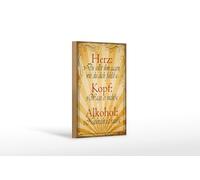 Femer Cartel de madera con texto en alemán "12x18 cm HerzKopf Alcohol", decoración