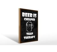 Femer Cartel de madera con texto en alemán "Beer is cheaper than therapy" (30 x 40 cm)