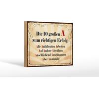 Femer Cartel de madera con texto en alemán "Die 10 größten A zum richtigen Erfolg Deko Schild 12x18 cm