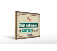 Femer Cartel de madera con texto en alemán "du bist geborgen in Gottes Hand Deko Schild (30 x 40 cm)