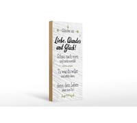 Femer Cartel de madera con texto en alemán "Glaube an Liebe Wunder und Glück" (27 x 10 cm)