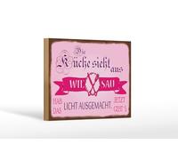 Femer Cartel de madera con texto en alemán "Ich sieht aus wie Sau hab das Licht aus Schilder"