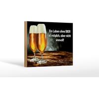 Femer Cartel de madera con texto en alemán "Leben ohne Bier möglich nicht sinnvoll Deko Schild