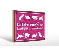 Femer Cartel de madera con texto en alemán "Leben ohne Katze möglich aber sinnlos Deko Schild