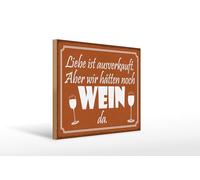 Femer Cartel de madera con texto en alemán "Liebe ausverkauft, aber hätten noch WEIN da Schild