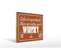 Femer Cartel de madera con texto en alemán "Liebe ausverkauft, aber noch WHISKY da Schild
