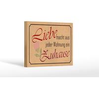 Femer Cartel de madera con texto en alemán "Liebe macht aus jeder Wohnung ein Zuhause Deko