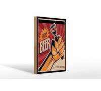 Femer Cartel de madera con texto en alemán "More Beer ice Cold Sold Here" (20 x 30 cm)