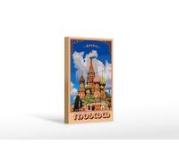 Femer Cartel de madera de viaje 12 x 18 cm Rusia Moscú Torres de cebolla decorativa