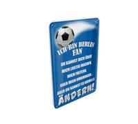 Femer Cartel decorativo de chapa con texto en alemán "Ich bin Berlin Fan Fußball" (10 x 14 cm)
