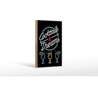 Femer Cartel decorativo de madera con diseño de cócteles y sueños, 12 x 18 cm