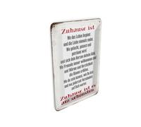 Femer Cartel postal de chapa con texto en alemán "Zuhause ist am schönsten Deko Schild