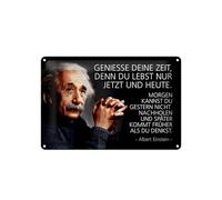 Femer Letrero de chapa con cita 20 x 30 cm Einstein Du lebst nur jetzt und Heute Deko Cartel