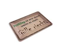 Femer Postal de chapa con texto en alemán "Frühling ist wenn Gülle riecht Riecht Deko Schild