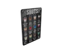 Femer Postal de chapa con texto en alemán "Shots Menu Woo Black Russian Deko Schild 10x14 cm