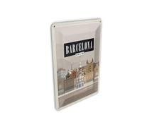 Femer Postal de chapa de viaje 10 x 14 cm Barcelona España cuadro pintoresco cartel decorativo