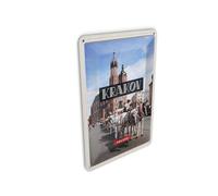 Femer Postal de chapa de viaje, 10 x 14 cm, Cracovia, Polonia, caballo, centro de la ciudad, iglesia, cartel
