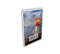 Femer Postal de chapa de viaje, 10 x 14 cm, faro de Noruega, tormenta, escudo del mar