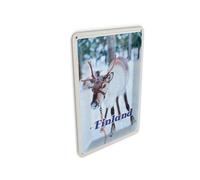 Femer Postal de chapa de viaje 10 x 14 cm Finlandia ciervo bosque frío nieve cartel