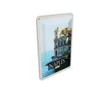 Femer Postal de chapa de viaje 10 x 14 cm Nápoles Italia Nápoles panorámica mar