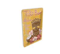 Femer Tarjeta postal de chapa con alcohol, 10 x 14 cm, Tiki Bar, Aloha Hawaii, metal decorativo