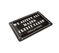 Femer Tarjeta postal de chapa con texto en alemán "we accept all major credit cards Deko schild